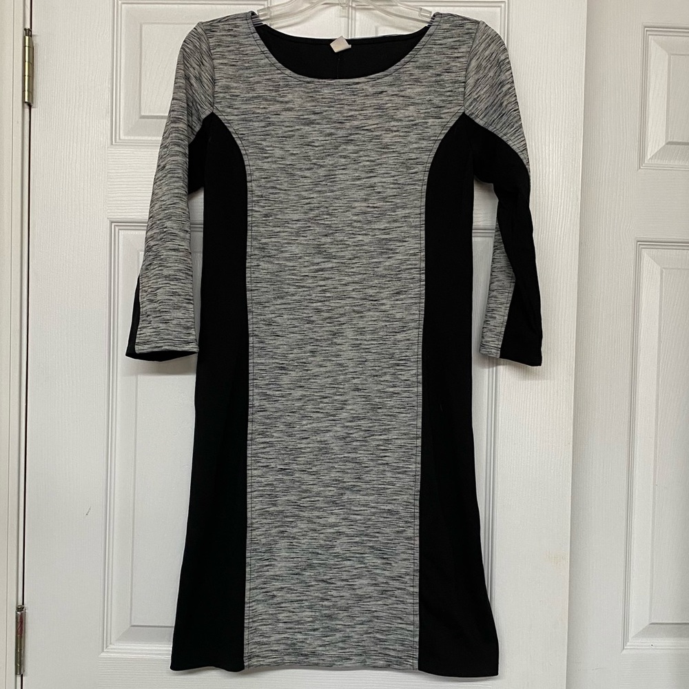 Old Navy Charcoal Gray Heather Office Dress Slimming Flattering Side Panels Sz S